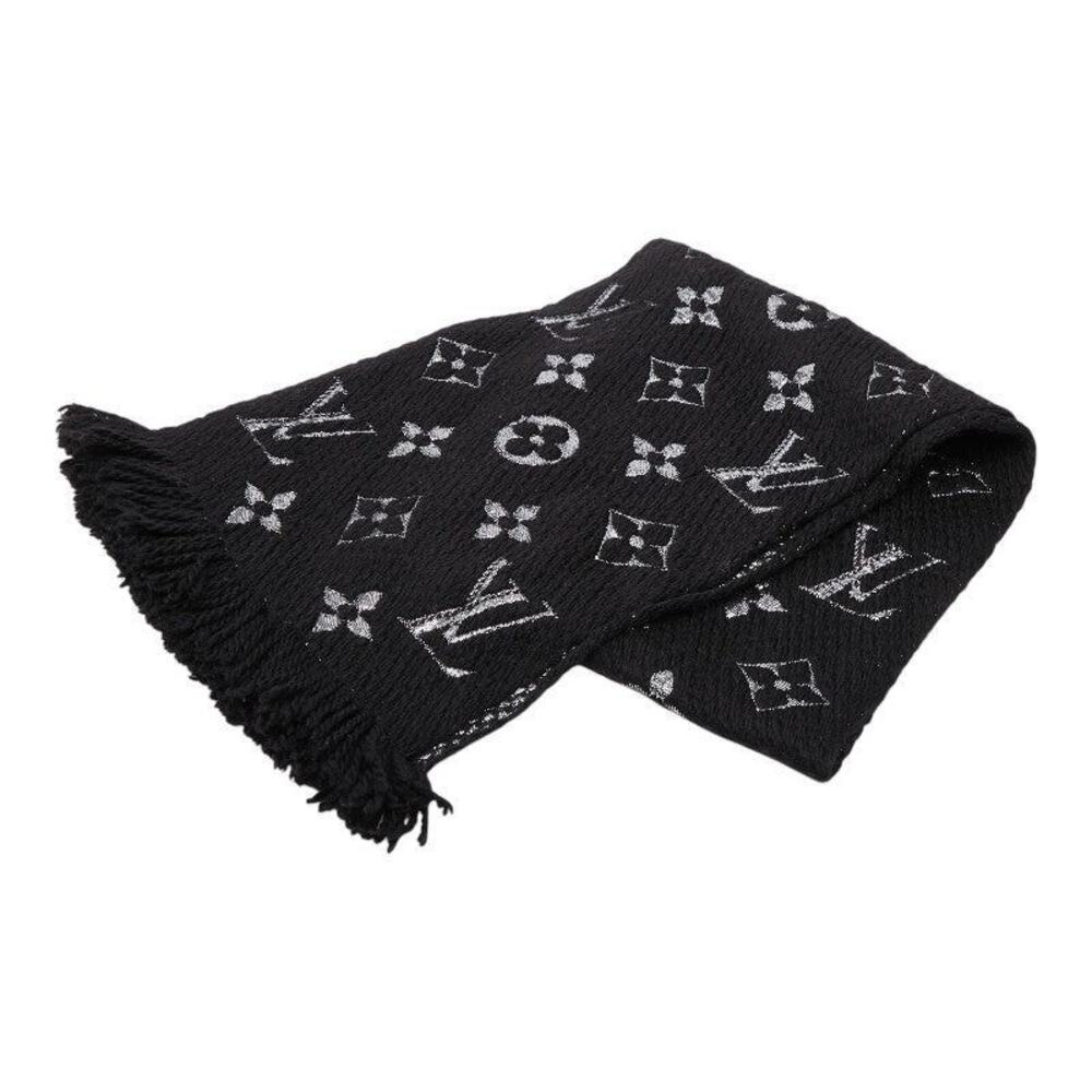 Louis Vuitton Logomania Shine Wool Silk Scarf Black